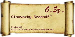 Olsovszky Szecső névjegykártya
